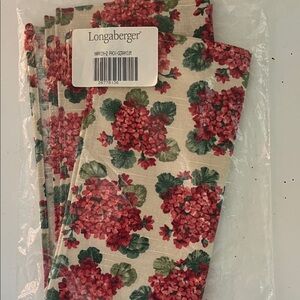Longaberger Floral Napkins - Red and Green